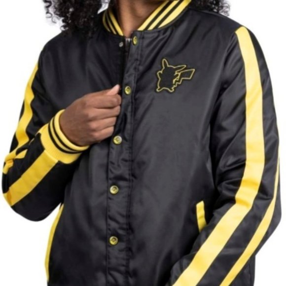 Pikachu Pokémon Jackets Black Insulated Snap-Down Jacket - Adult Unisex - Picture 1 of 2